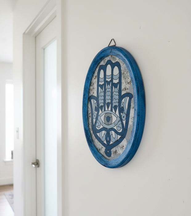 Azure blue Oval Wall Art