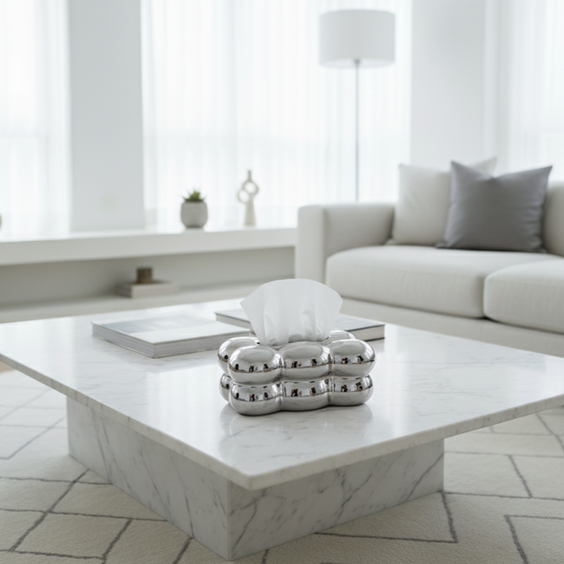 Cloud Chrome Tissue Box