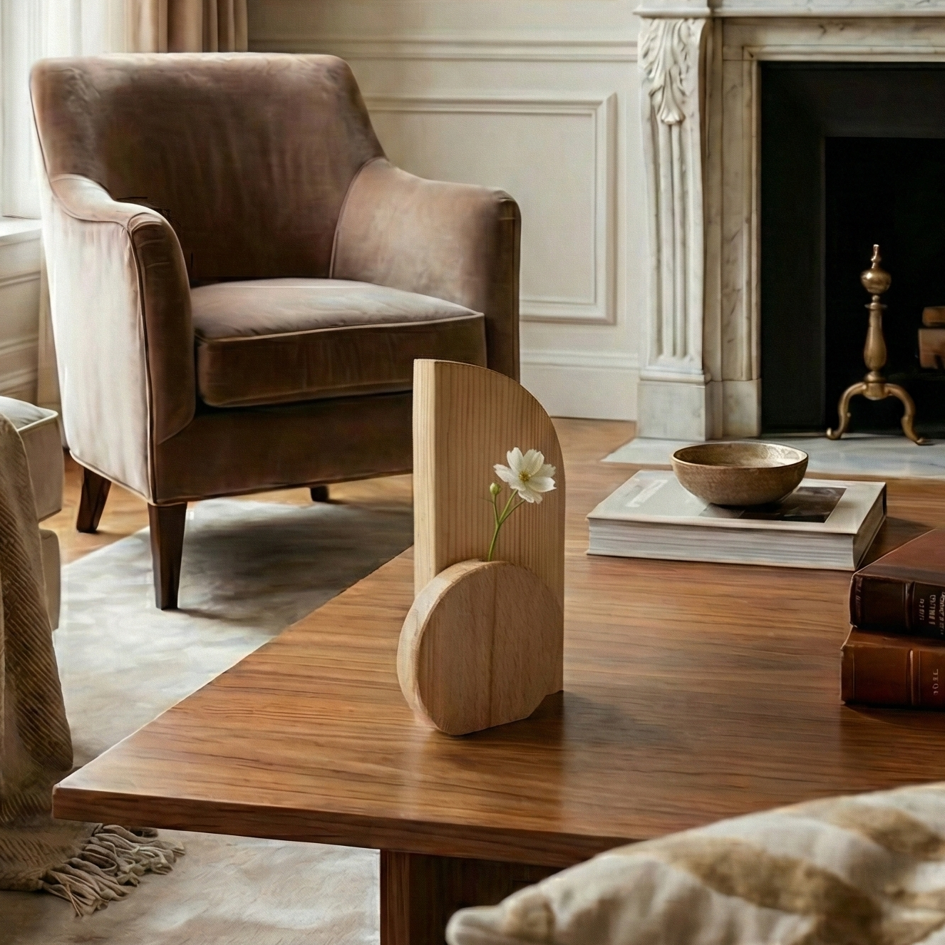 Abstract Wood Flower Holder - Figi Home