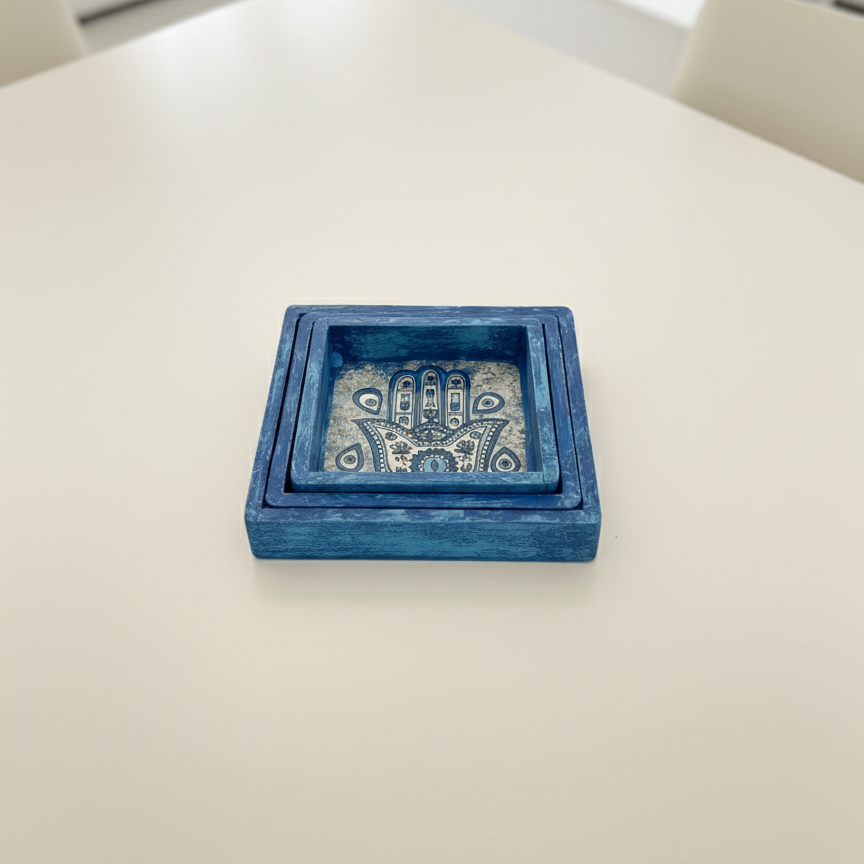 Blue khamsa Tray Set