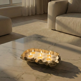 Ivory Ruffle Decorative Tray - Figi Home