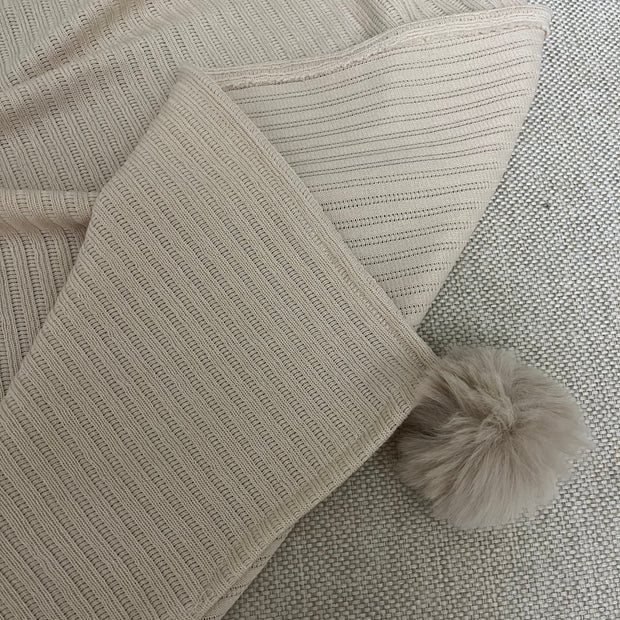 Pom-Pom Ribbed Throw Blanket - Figi Home