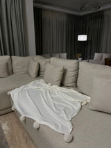Pom-Pom Ribbed Throw Blanket - Figi Home