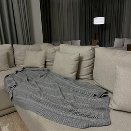 Knitted Textured Throw Blanket - Figi Home