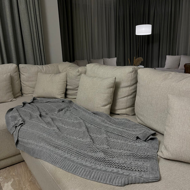 Knitted Textured Throw Blanket - Figi Home
