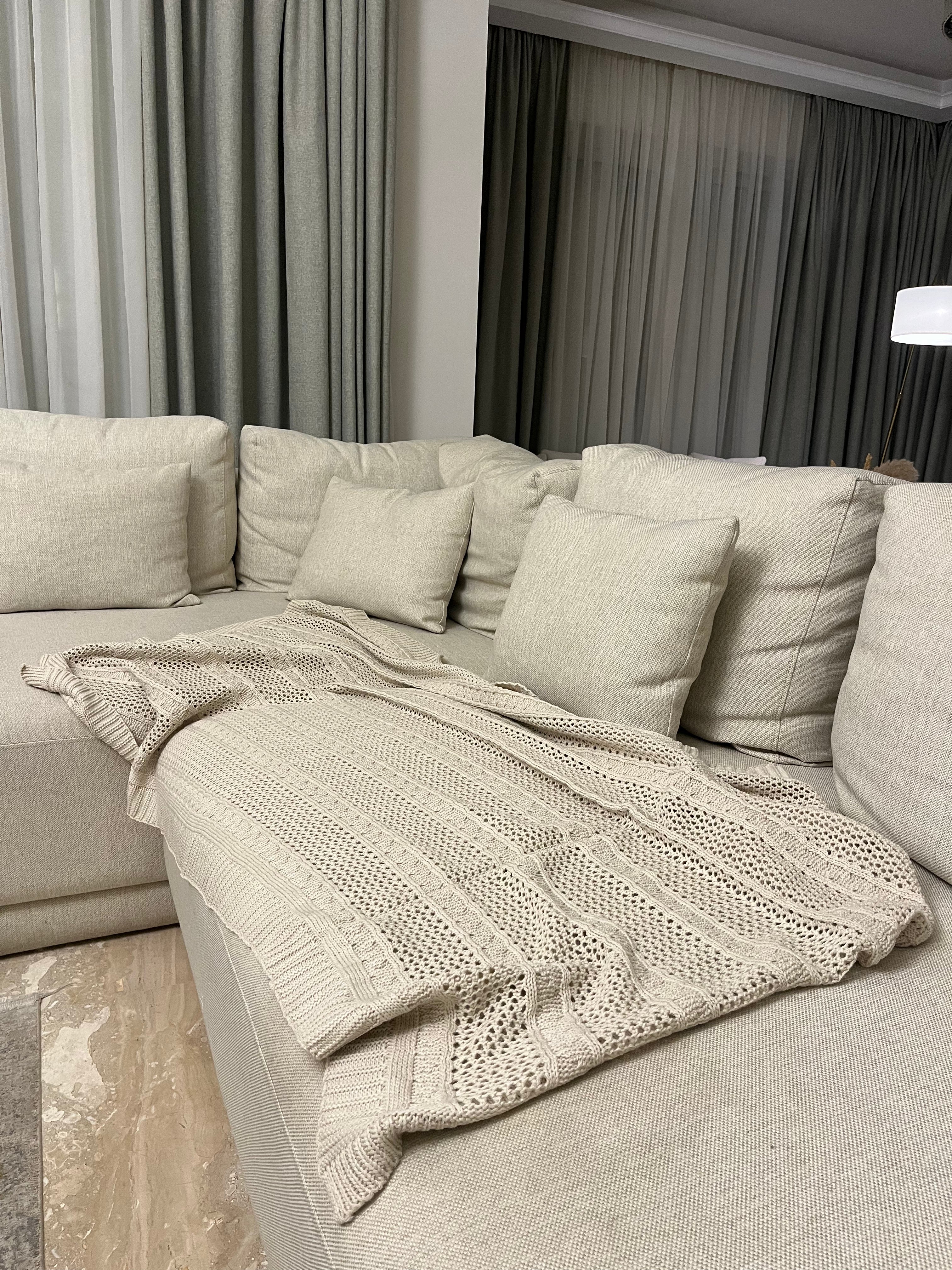 Knitted Textured Throw Blanket - Figi Home