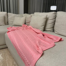 Knitted Textured Throw Blanket - Figi Home