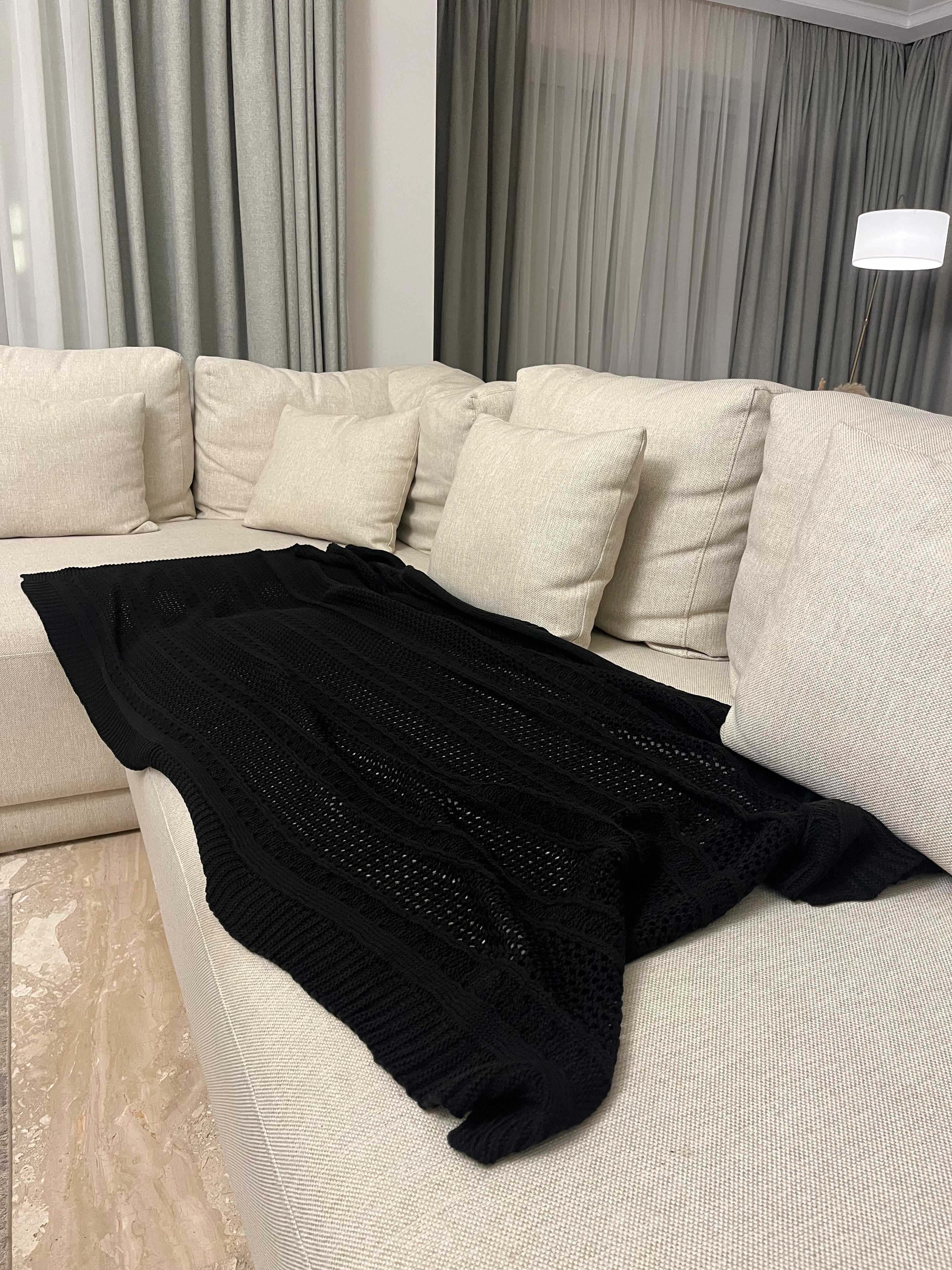 Knitted Textured Throw Blanket - Figi Home