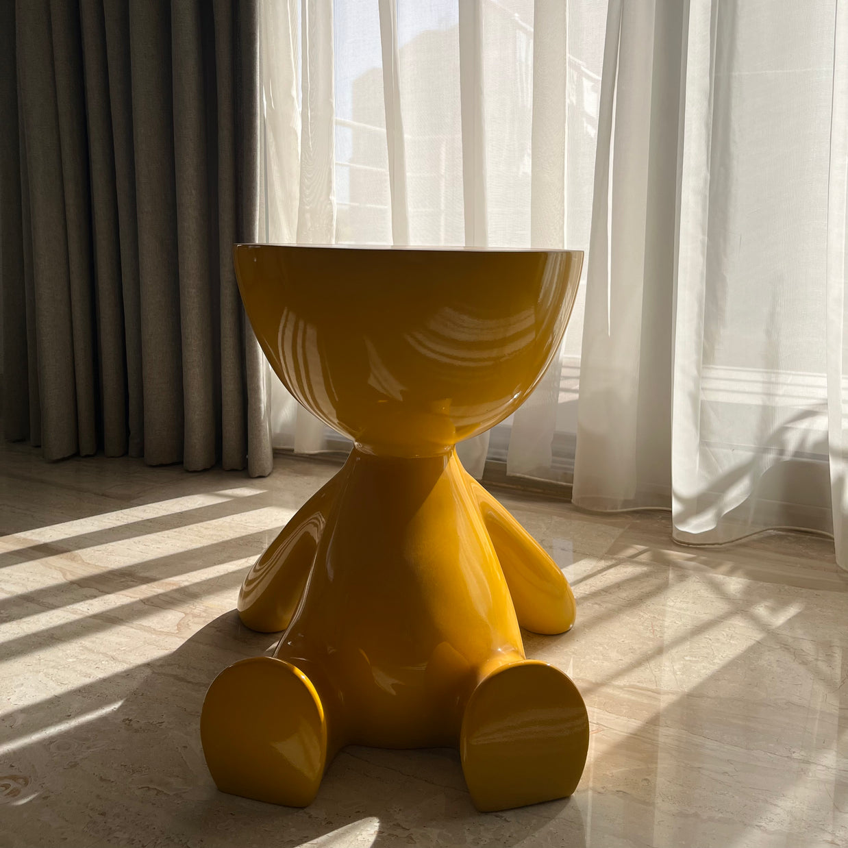 Yellow half head side table