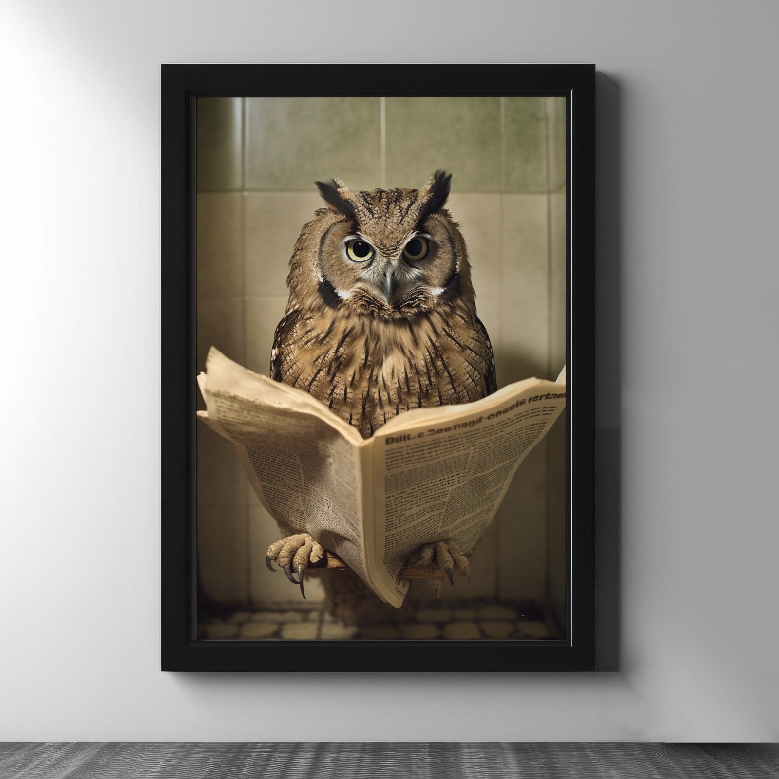 Owl Reading in the Bathroom - Figi Home