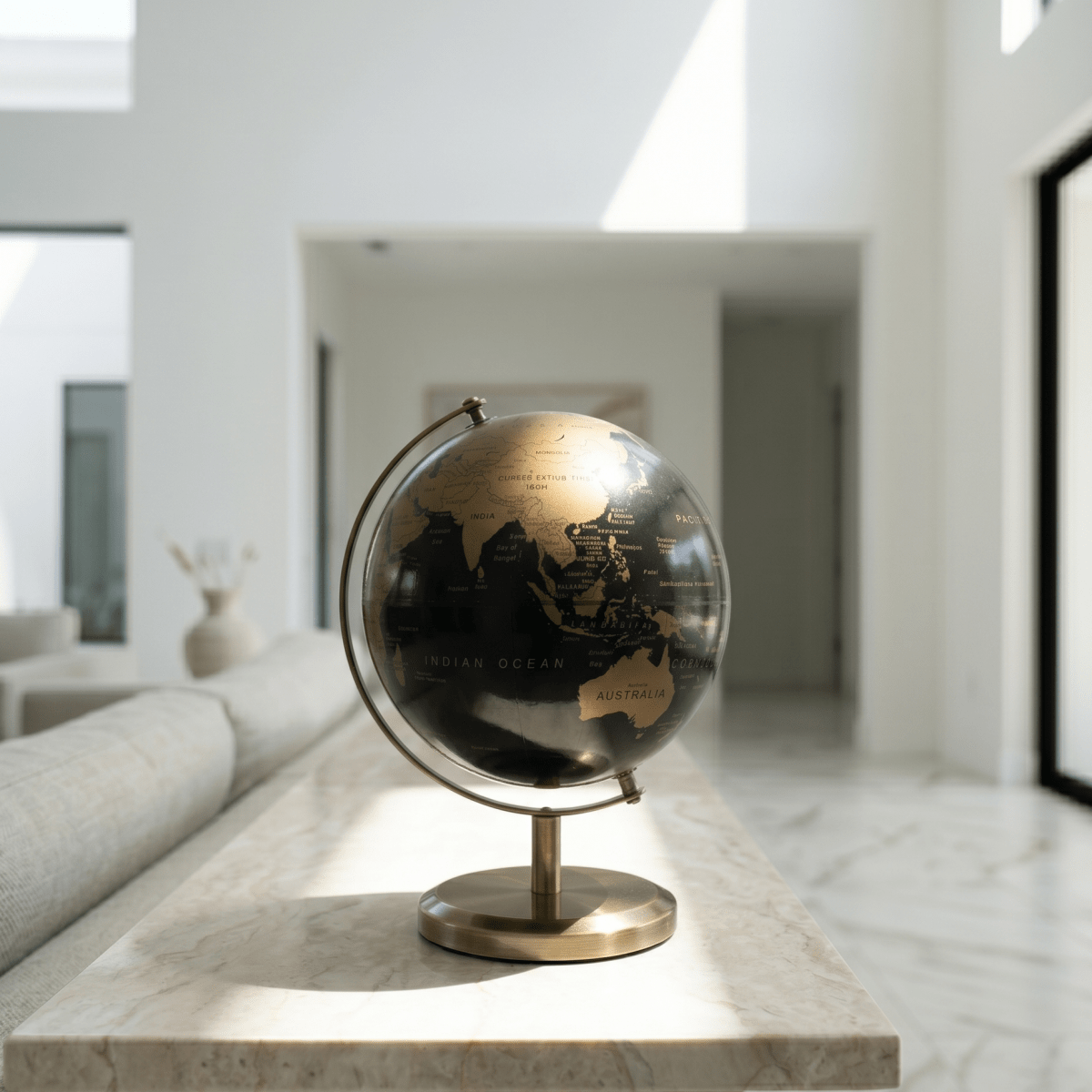 Black & Gold Desk Globe - Figi Home