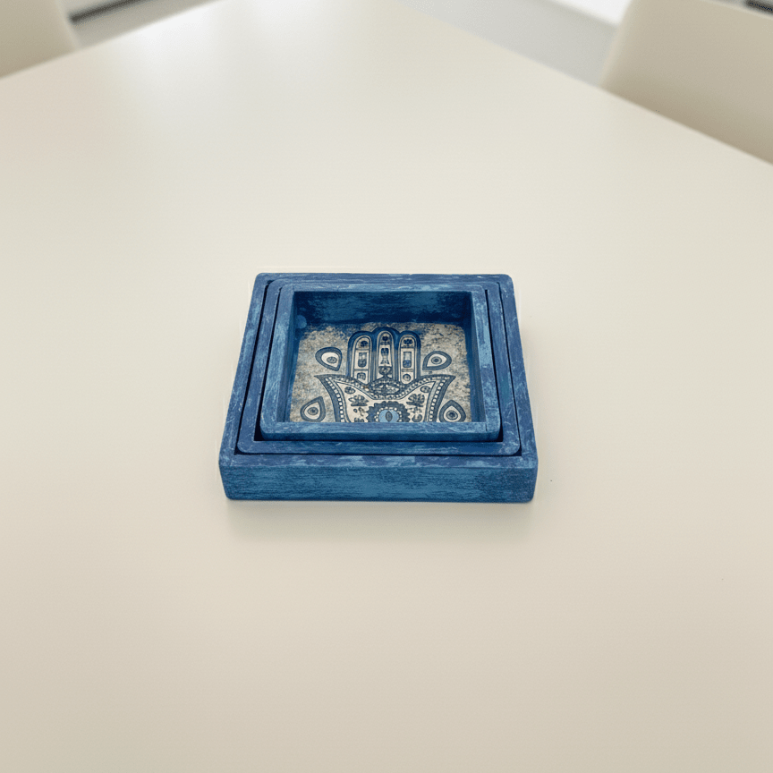 Blue khamsa Tray Set - Figi Home