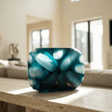 Blue Pebble Glass Sculpture - Figi Home