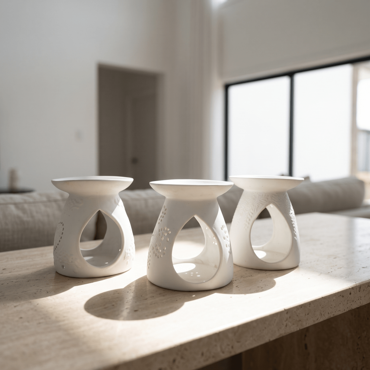 Carved Gypsum Aroma Warmer Set - Figi Home
