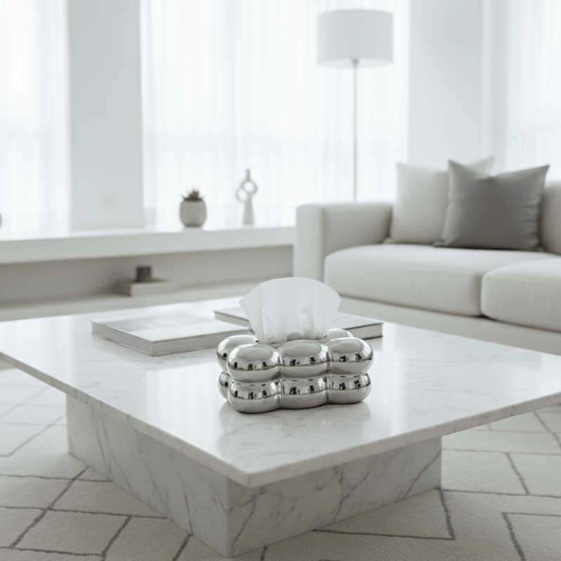 Cloud Chrome Tissue Box - Figi Home