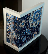 Corner Frame Wall Art – Blue Floral Design - Figi Home
