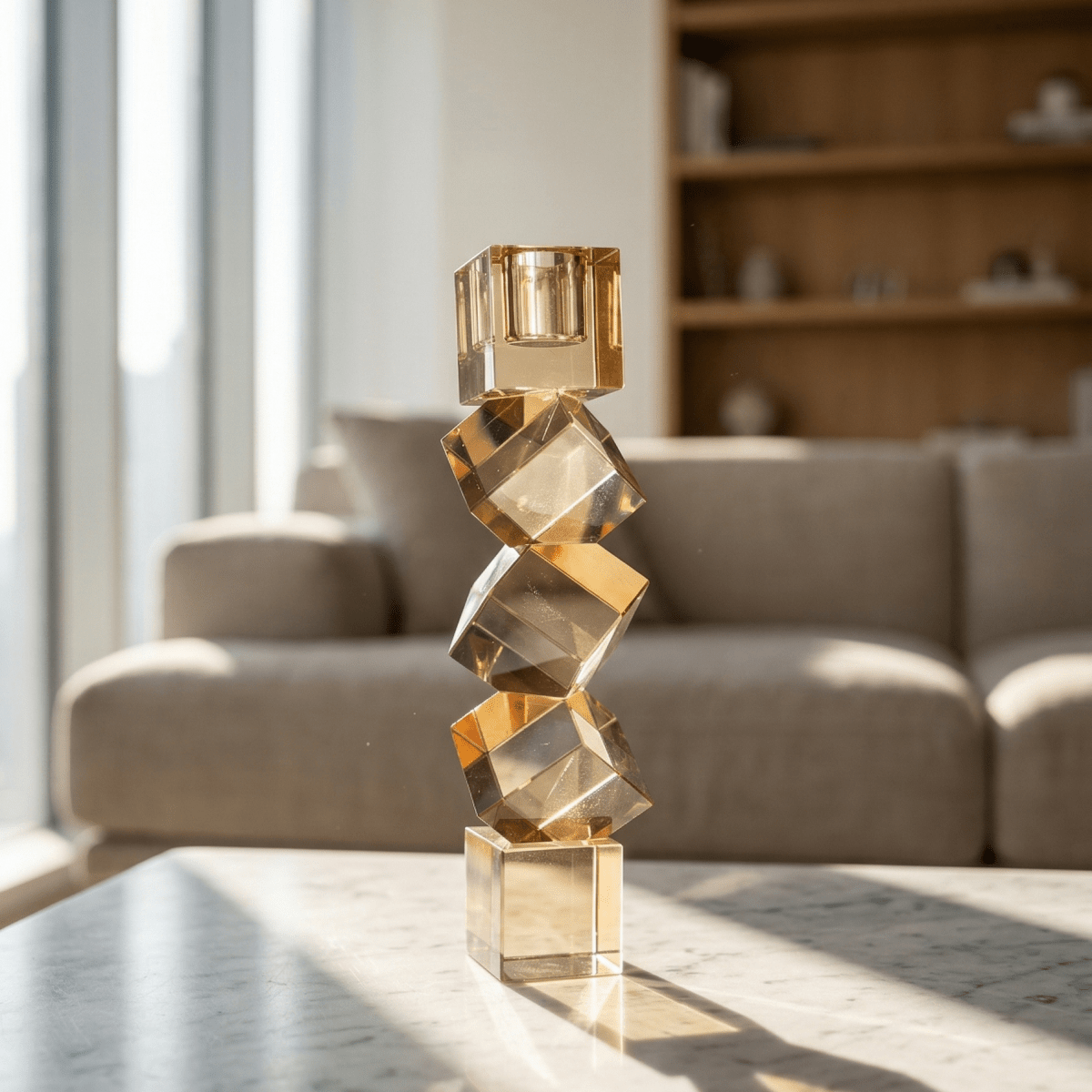 Faceted Crystal Candle Holder - Figi Home