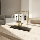 Gold Perpetual Calendar with Bear Figurines - Figi Home