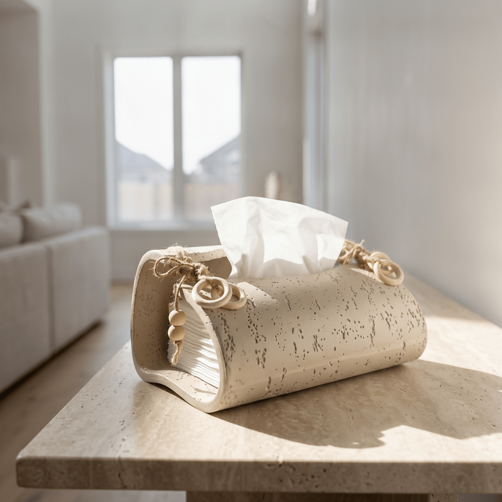 Modern Textured Scroll Tissue Holder - Figi Home