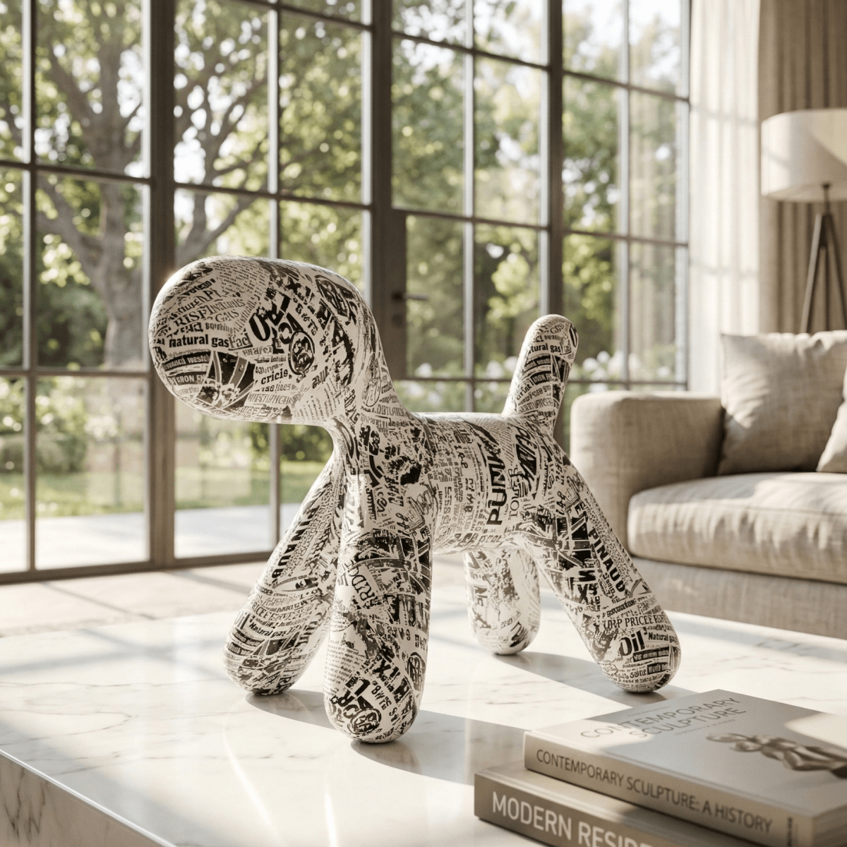 Newsprint Balloon Dog Sculpture - Figi Home