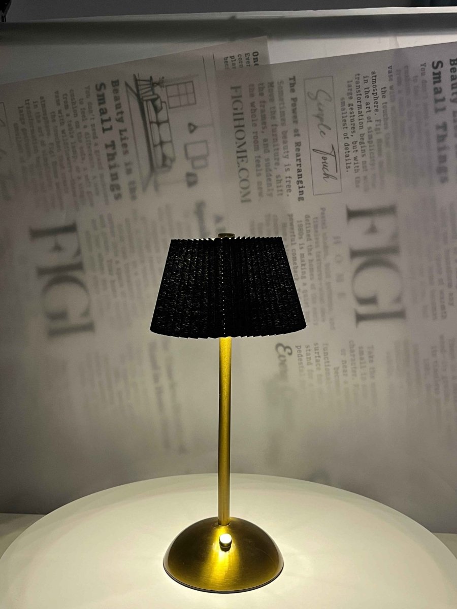 NOIR Pleated Brass Lam - Figi Home