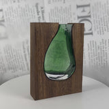 Wood Frame Glass Vase, teardrop 24 cm