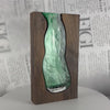 Wood Frame Glass Vase, wavy 31 cm
