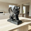 Black Winged Lion Sculpture with Bronze Accents
