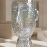 Iridescent Stylized Head Sculptural Vase