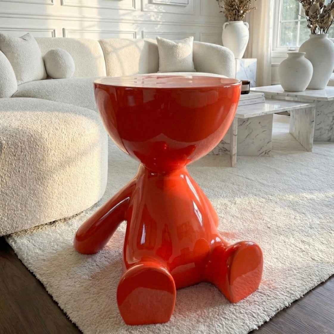Red half head side table - Figi Home