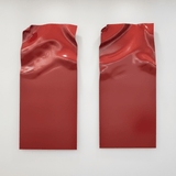 Set of 2 Red Wave Wall Art - Figi Home