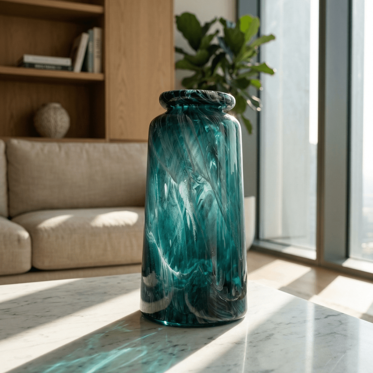 Teal Swirl Luxury Vase - Figi Home
