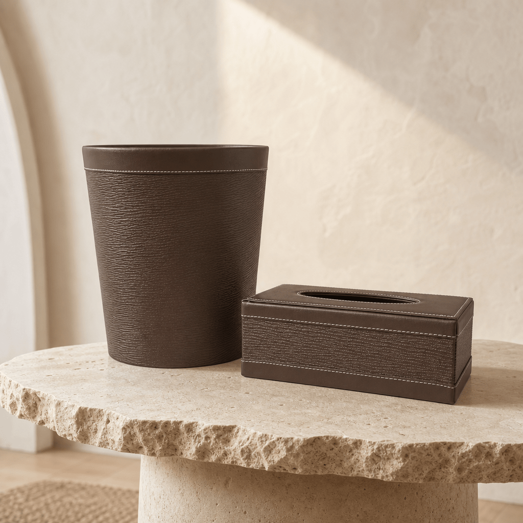 Textured Brown Desk Set - Figi Home