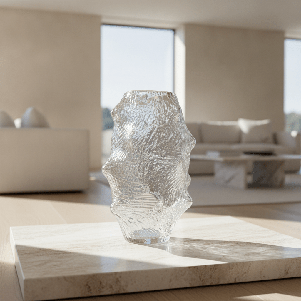 Textured Clear Glass Vase - Figi Home