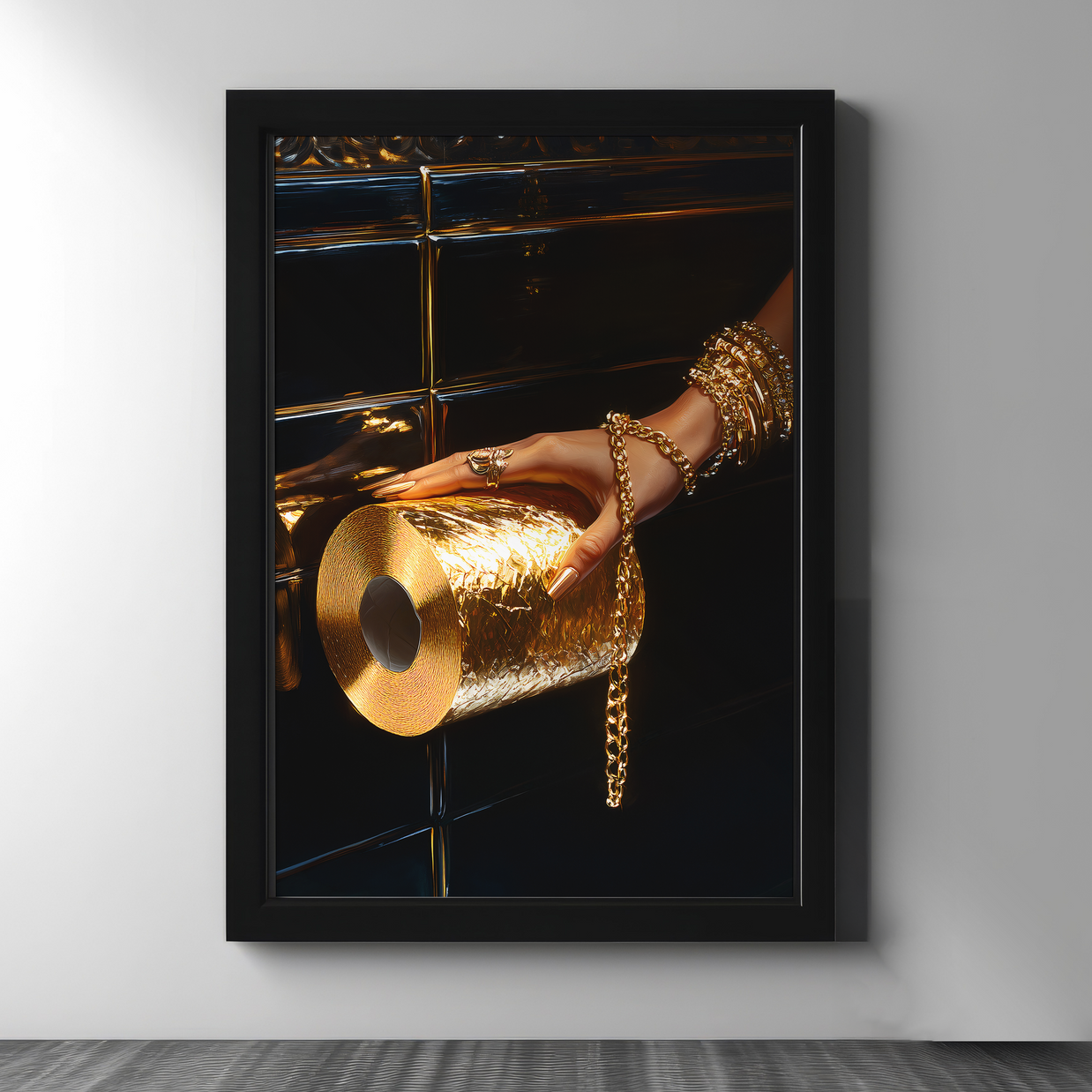 Golden Roll – Luxury Bathroom Wall Art - Figi Home