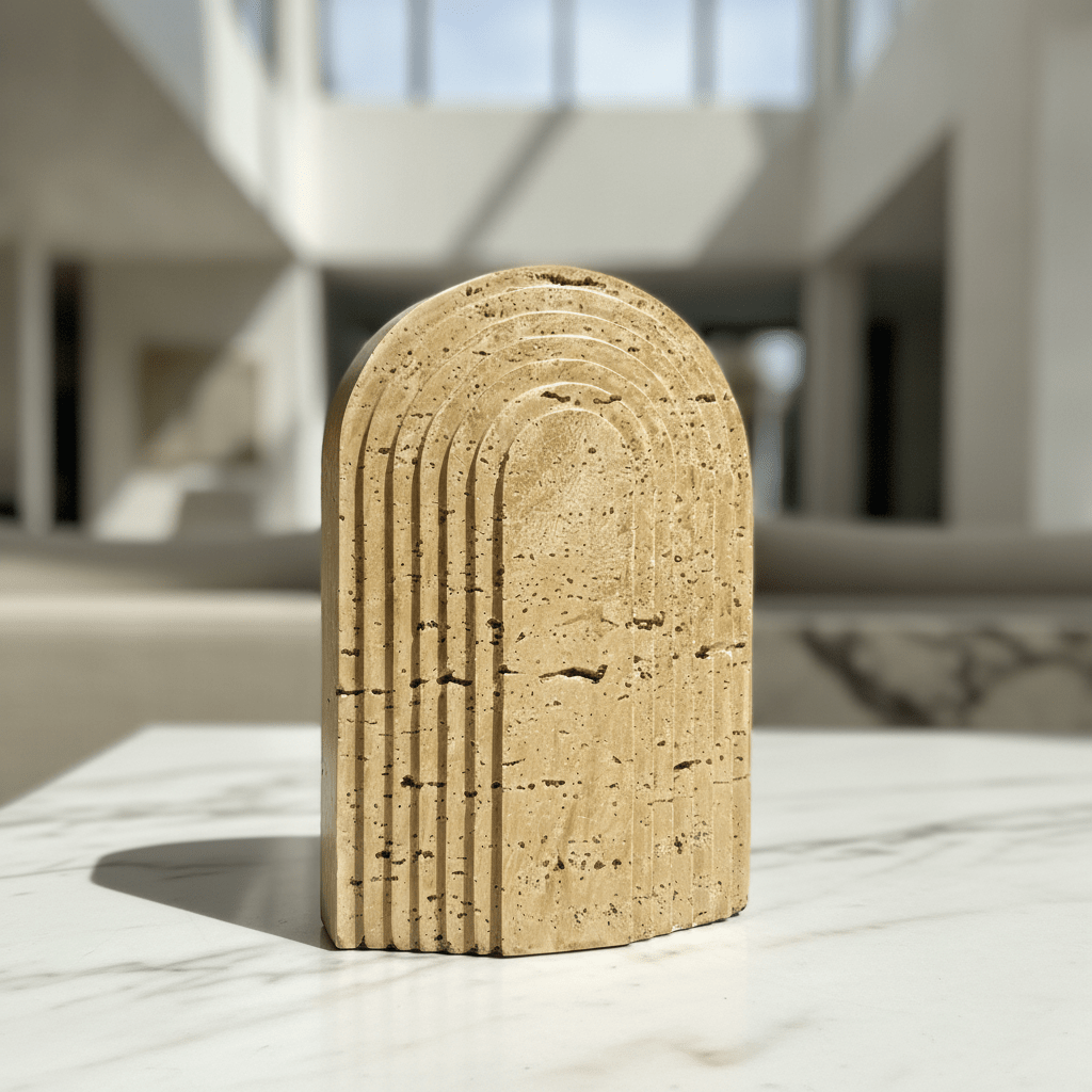 Travertine Closed Arch Sculpture - Figi Home