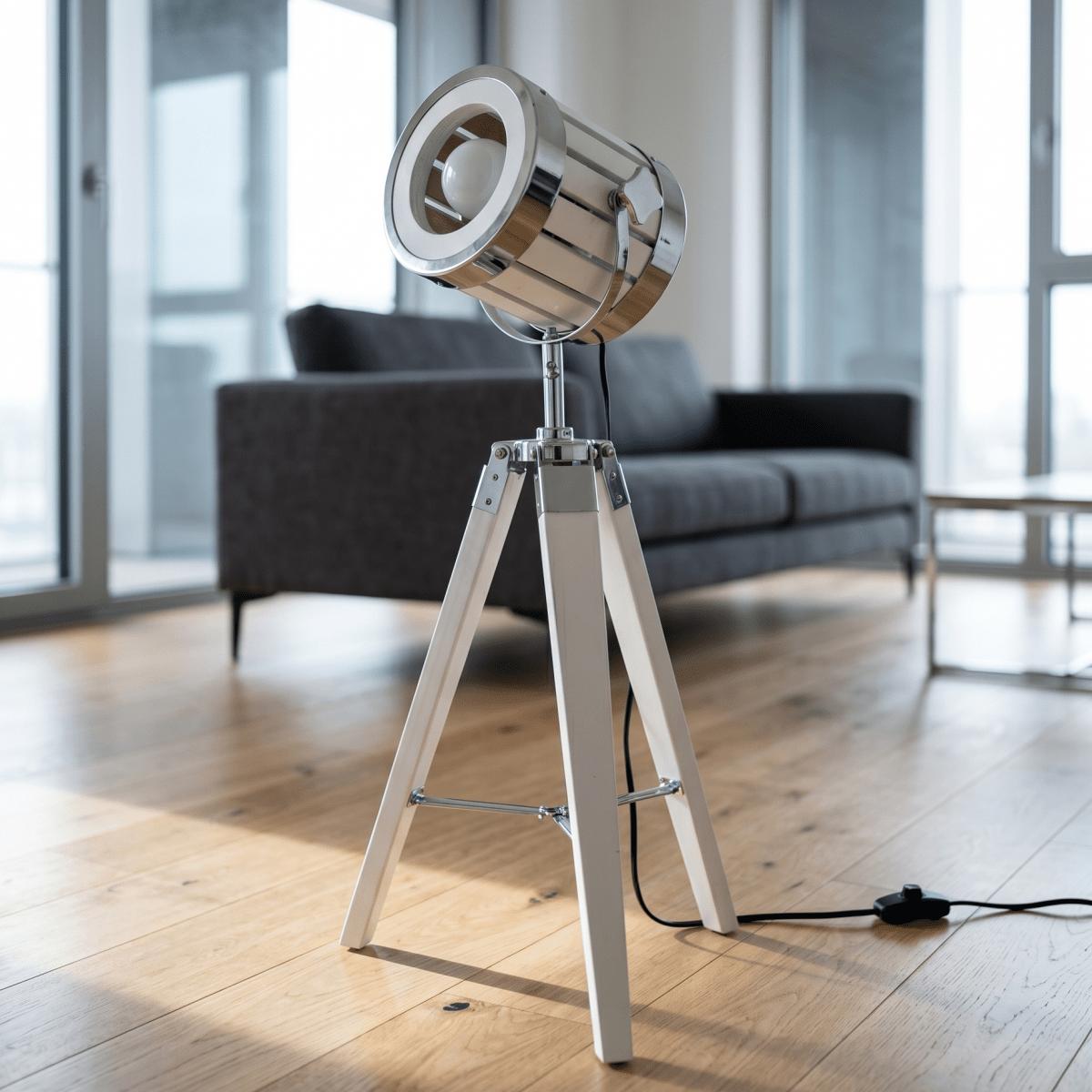 White Studio Spotlight Floor Lamp - Figi Home